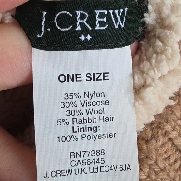 J CREW | Wool Rabbit Hair Hat Earflaps Beige Tan Sherpa Unisex Sz OS - Picture 3 of 6